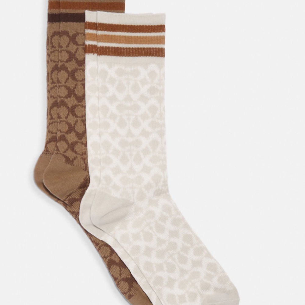 COACH New Signature Calf Length Socks